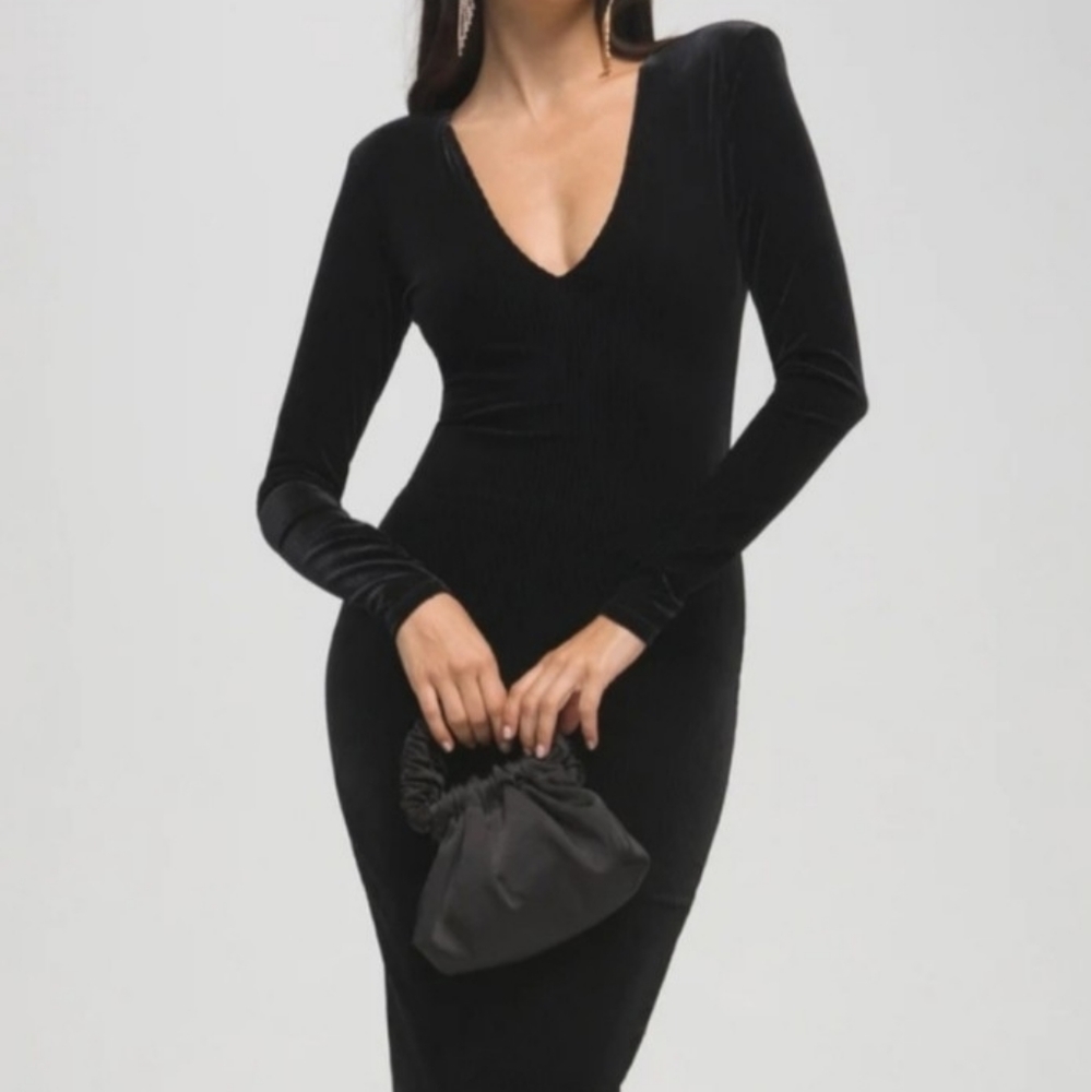 Good American Deep V Midi Dress Size 2